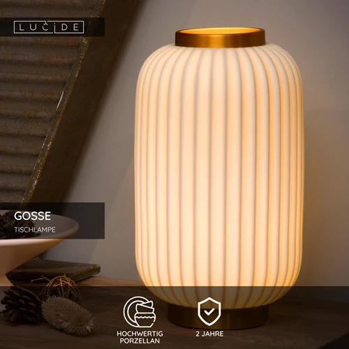 Lucide GOSSE - Tischlampe - Ø 19,7 cm - 1xE14 - Weiß - USP